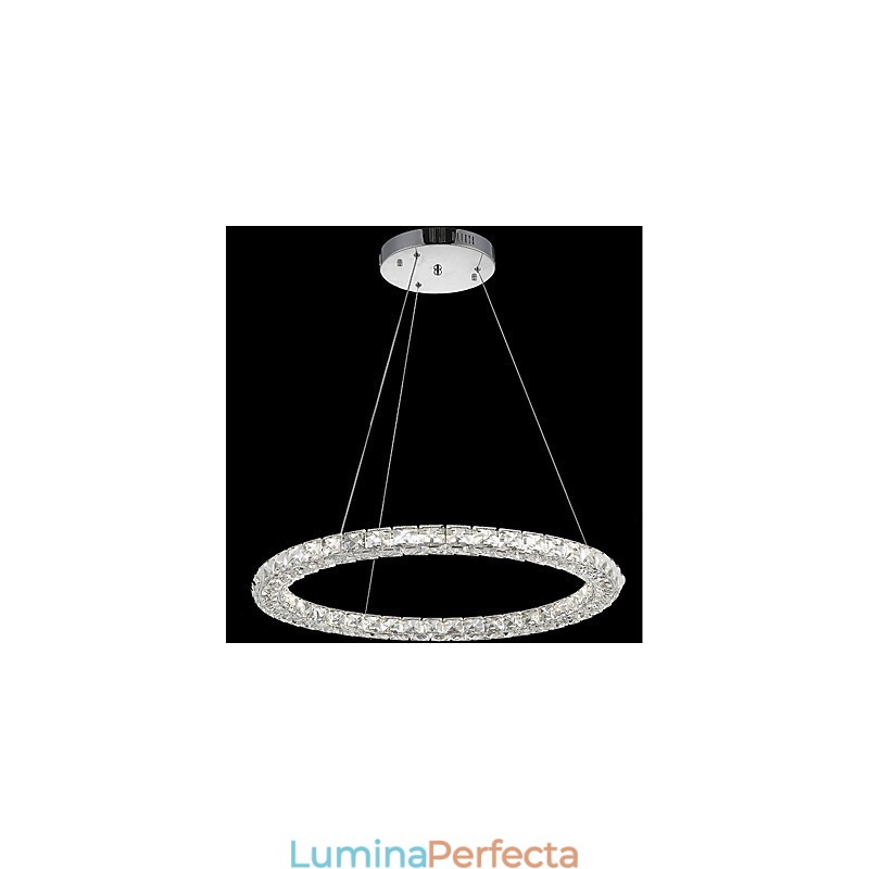 Lampă cu pandantiv din cristal inel Candelabru din cristal modern Plafoniere Corpuri pentru lămpi de interior reglabile cu telecomandă