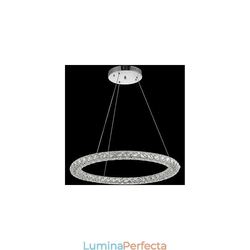 Lampă cu pandantiv din cristal inel Candelabru din cristal modern Plafoniere Corpuri pentru lămpi de interior reglabile cu telecomandă