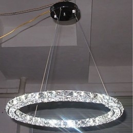 Lampă cu pandantiv din cristal inel Candelabru din cristal modern Plafoniere Corpuri pentru lămpi de interior reglabile cu telecomandă