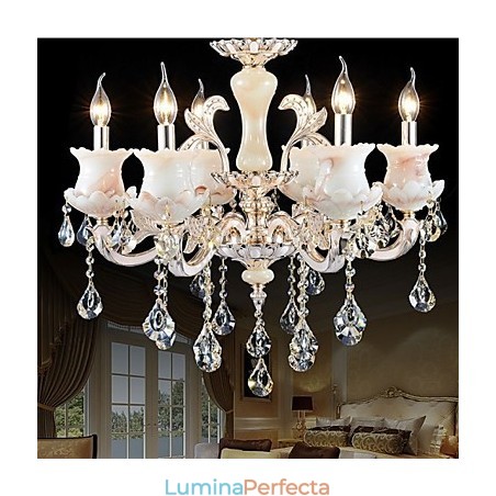 Lampă suspendată din cristal cu lumânare din aliaj de zinc în stil european Lampă suspendată din cristal cu lumânare din aliaj de zinc în stil european