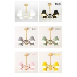 Candelabru din metal cu 4 lumini multicolore din lemn de macaron