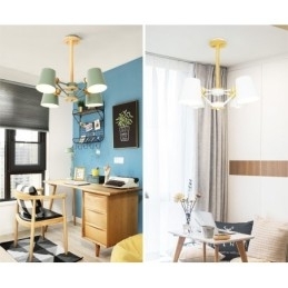 Candelabru din metal cu 4 lumini multicolore din lemn de macaron