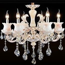 Lampă suspendată din cristal cu lumânare din aliaj de zinc în stil european