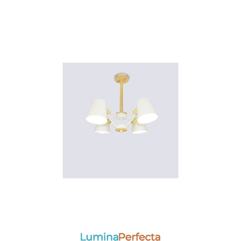 Candelabru din metal cu 4 lumini multicolore din lemn de macaron