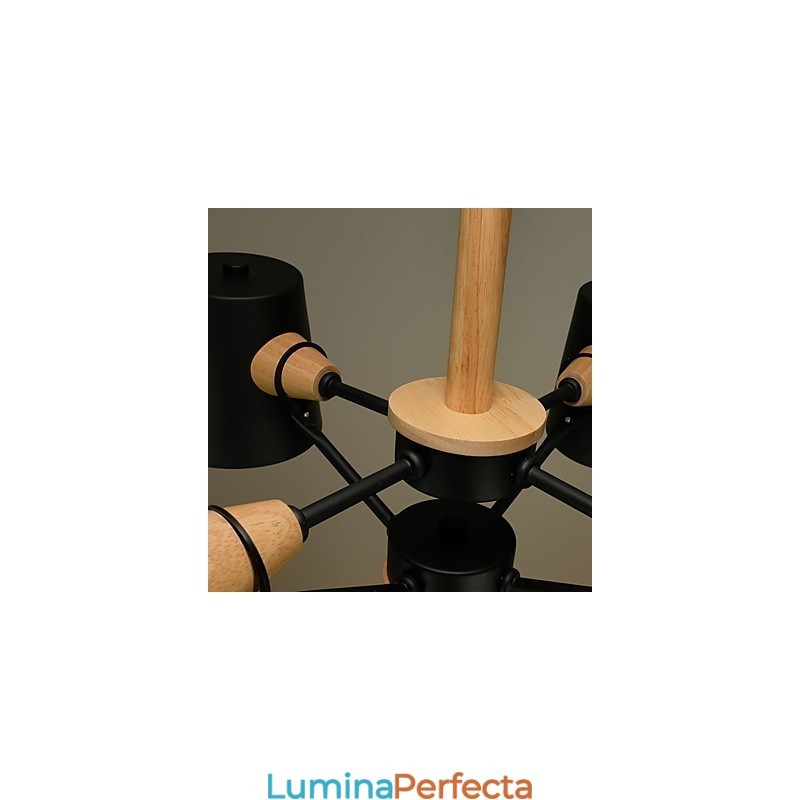 Candelabru din metal cu 4 lumini multicolore din lemn de macaron