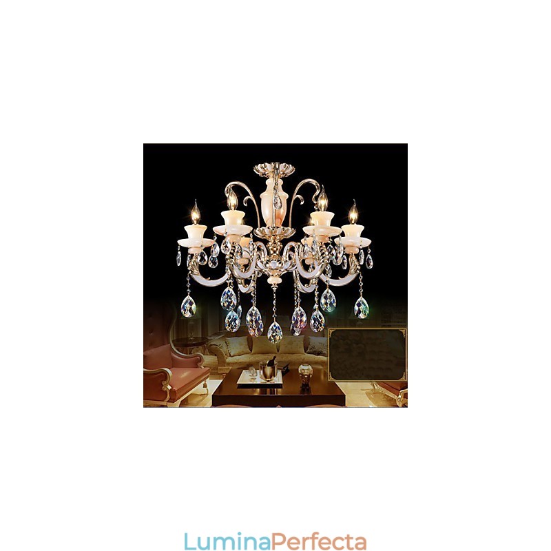 Lampă suspendată din cristal de jad european de înaltă calitate Atmosferă Lampă suspendată din aliaj de zinc Lumânare Lampă de cristal