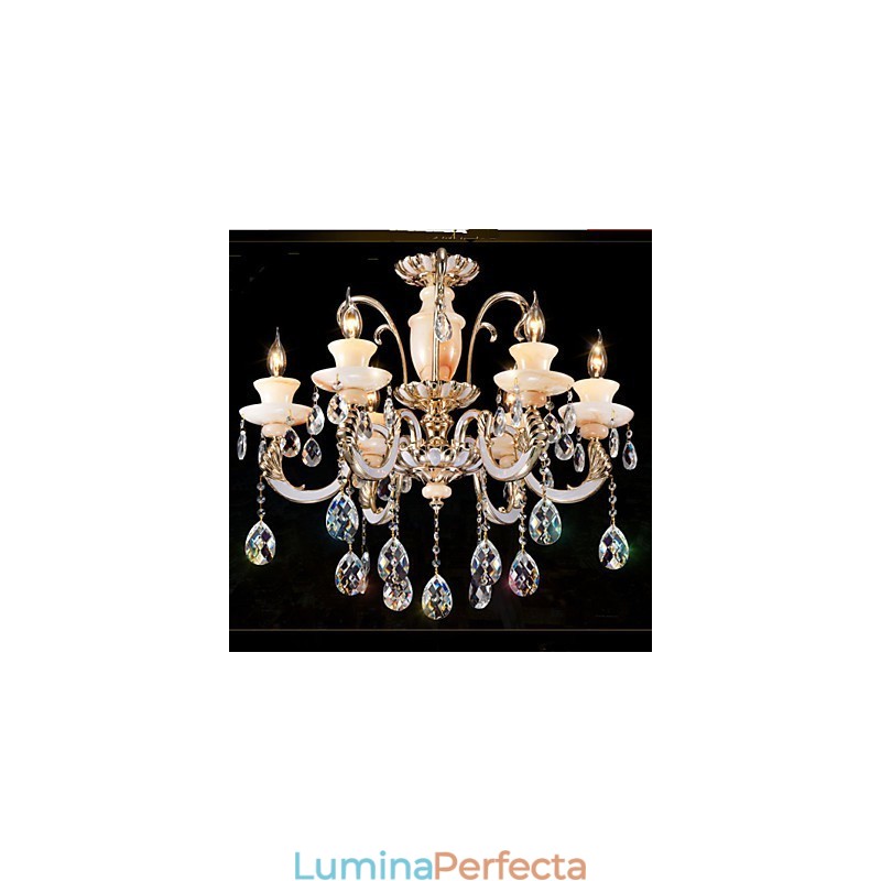 Lampă suspendată din cristal de jad european de înaltă calitate Atmosferă Lampă suspendată din aliaj de zinc Lumânare Lampă de cristal