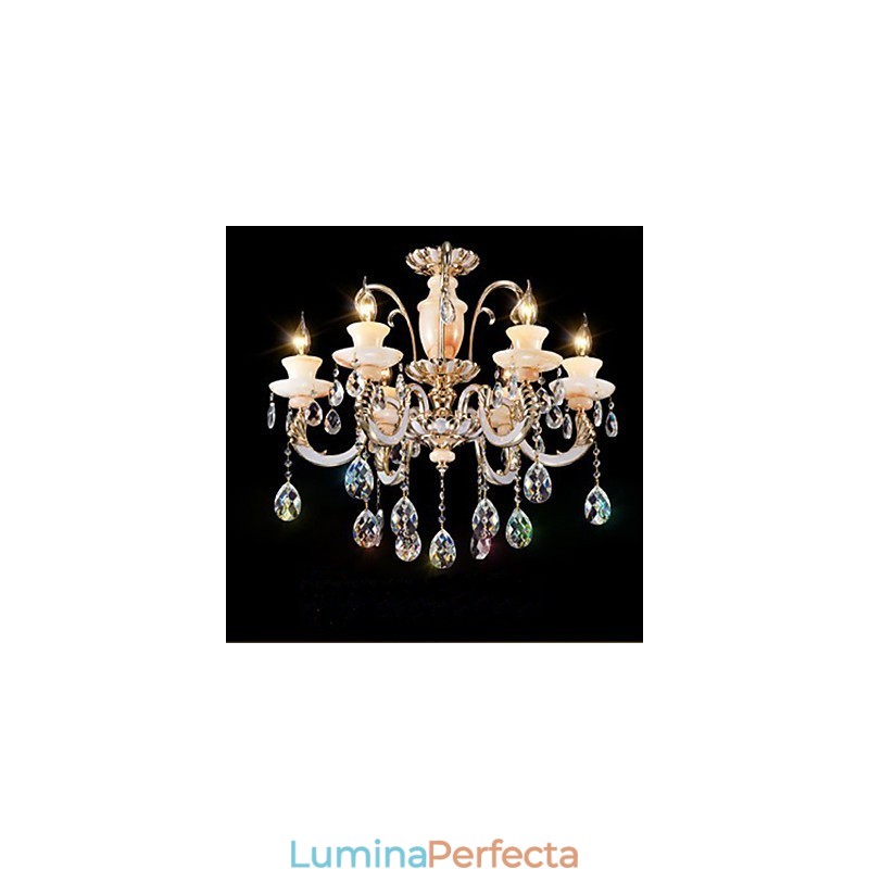 Lampă suspendată din cristal de jad european de înaltă calitate Atmosferă Lampă suspendată din aliaj de zinc Lumânare Lampă de cristal