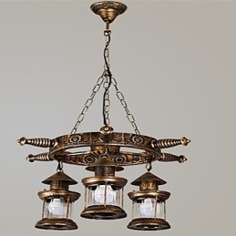 Rustic Lodge Vintage Retro Country Globe Pictură Caracteristică pentru Mini Style Designers Candelabru din metal