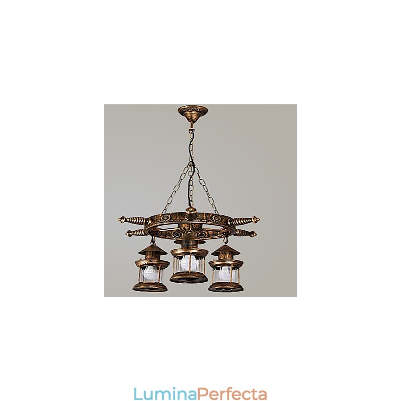 Rustic Lodge Vintage Retro Country Globe Pictură Caracteristică pentru Mini Style Designers Candelabru din metal