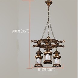 Rustic Lodge Vintage Retro Country Globe Pictură Caracteristică pentru Mini Style Designers Candelabru din metal