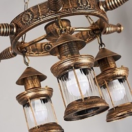 Rustic Lodge Vintage Retro Country Globe Pictură Caracteristică pentru Mini Style Designers Candelabru din metal