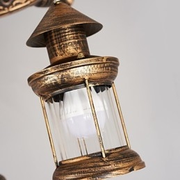 Rustic Lodge Vintage Retro Country Globe Pictură Caracteristică pentru Mini Style Designers Candelabru din metal