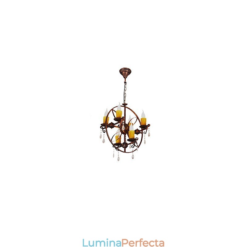 Rustic Lodge Vintage Retro Country Globe Pictură Caracteristică pentru Mini Style Designers Candelabru din metal
