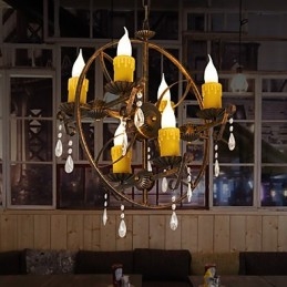 Rustic Lodge Vintage Retro Country Globe Pictură Caracteristică pentru Mini Style Designers Candelabru din metal