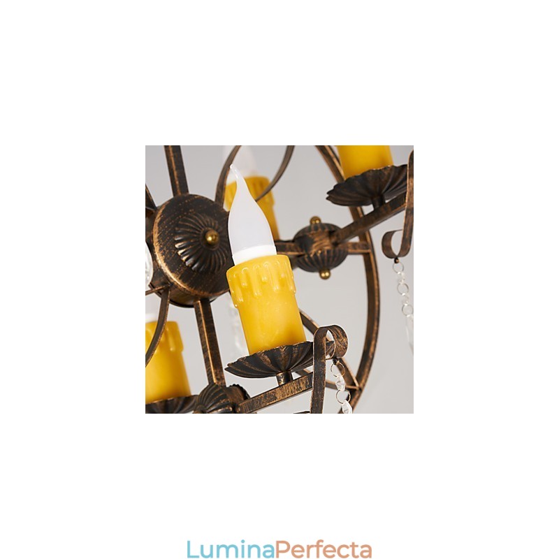 Rustic Lodge Vintage Retro Country Globe Pictură Caracteristică pentru Mini Style Designers Candelabru din metal
