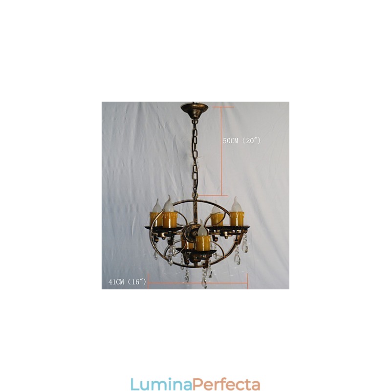 Rustic Lodge Vintage Retro Country Globe Pictură Caracteristică pentru Mini Style Designers Candelabru din metal