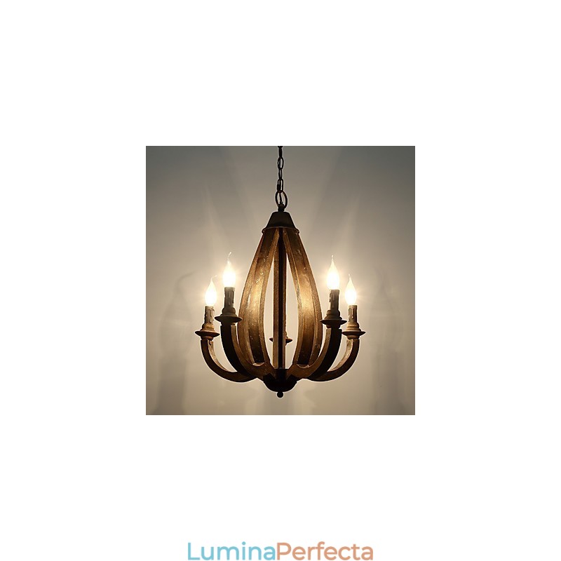 Pictura de epocă Caracteristică Mini Stil Lemn Bambus Candelabru Lampă Decorate Lampă