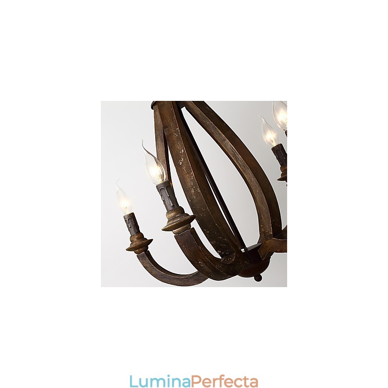 Pictura de epocă Caracteristică Mini Stil Lemn Bambus Candelabru Lampă Decorate Lampă