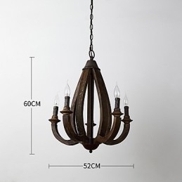 Pictura de epocă Caracteristică Mini Stil Lemn Bambus Candelabru Lampă Decorate Lampă