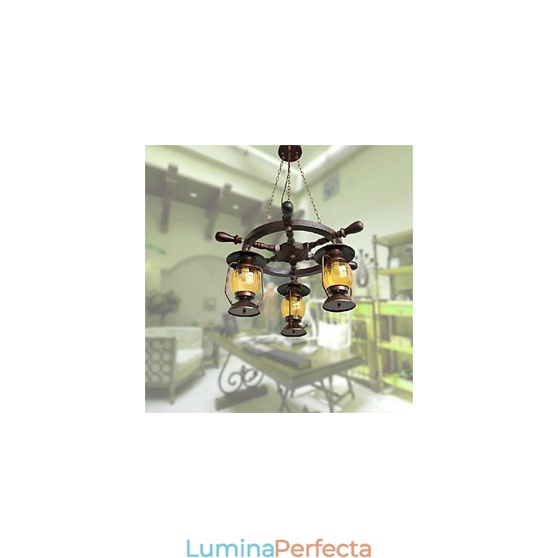 Candelabru din lemn de bambus cu pictură retro