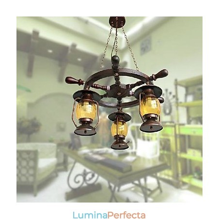 Candelabru din lemn de bambus cu pictură retro Candelabru din lemn de bambus cu pictură retro