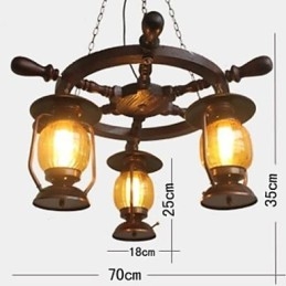 Candelabru din lemn de bambus cu pictură retro