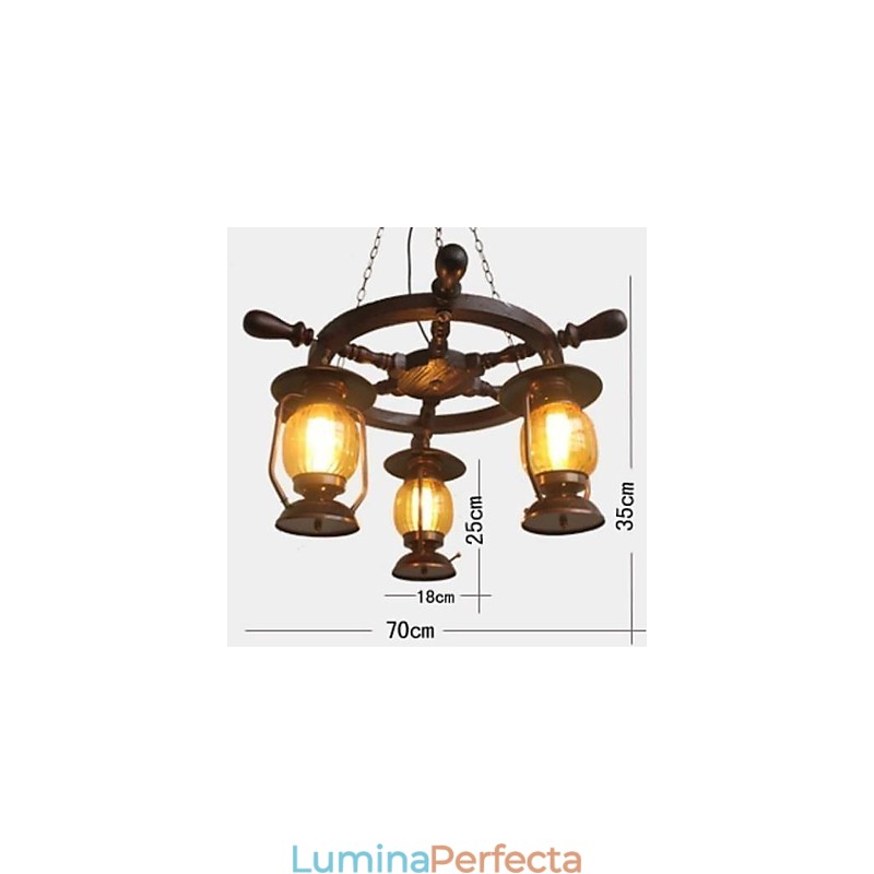 Candelabru din lemn de bambus cu pictură retro
