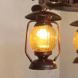 Candelabru din lemn de bambus cu pictură retro