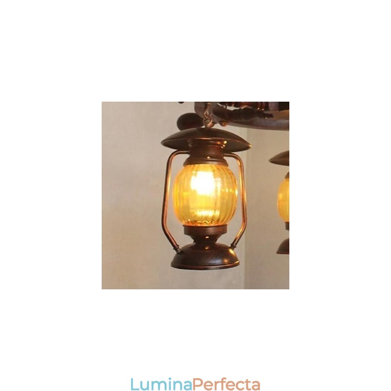 Candelabru din lemn de bambus cu pictură retro