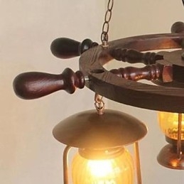 Candelabru din lemn de bambus cu pictură retro