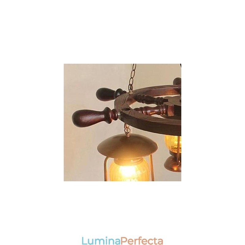 Candelabru din lemn de bambus cu pictură retro