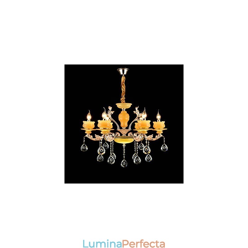 Caracteristică tradițională clasică din aliaj de zinc pentru candelabru din metal cu 6 becuri în stil mini cristal