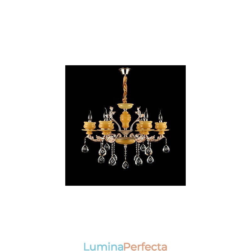 Caracteristică tradițională clasică din aliaj de zinc pentru candelabru din metal cu 6 becuri în stil mini cristal