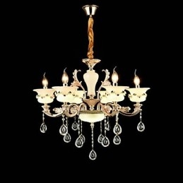 Caracteristică tradițională clasică din aliaj de zinc pentru candelabru din metal cu 6 becuri în stil mini cristal