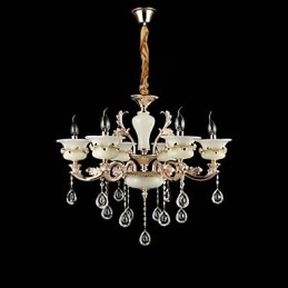 Caracteristică tradițională clasică din aliaj de zinc pentru candelabru din metal cu 6 becuri în stil mini cristal
