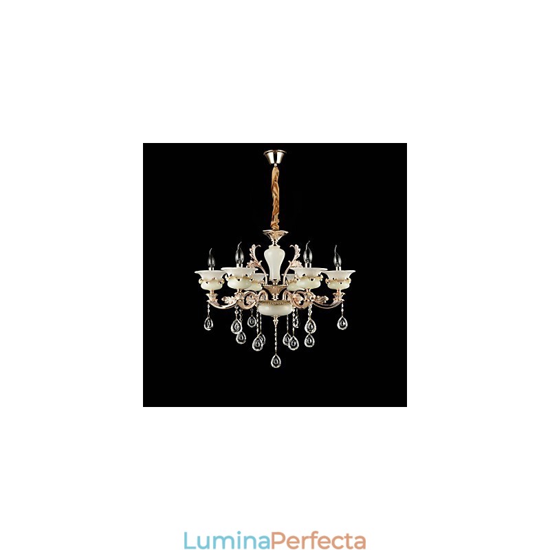 Caracteristică tradițională clasică din aliaj de zinc pentru candelabru din metal cu 6 becuri în stil mini cristal