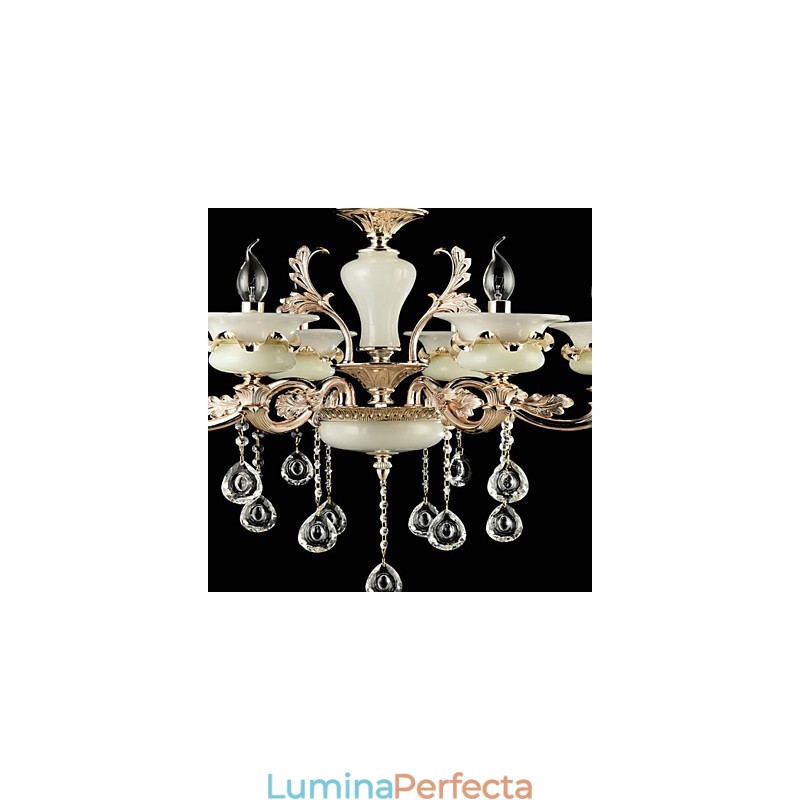 Caracteristică tradițională clasică din aliaj de zinc pentru candelabru din metal cu 6 becuri în stil mini cristal