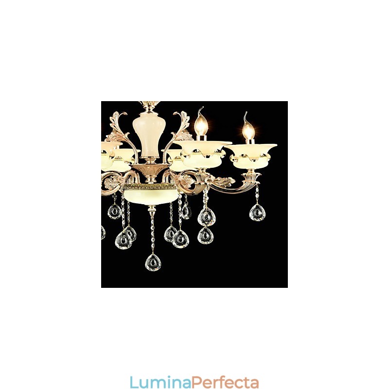 Caracteristică tradițională clasică din aliaj de zinc pentru candelabru din metal cu 6 becuri în stil mini cristal