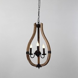 Pictura vintage cu trei lumini Caracteristică Candelabru din lemn de bambus în stil mini Lampă cu suspendare Decorate