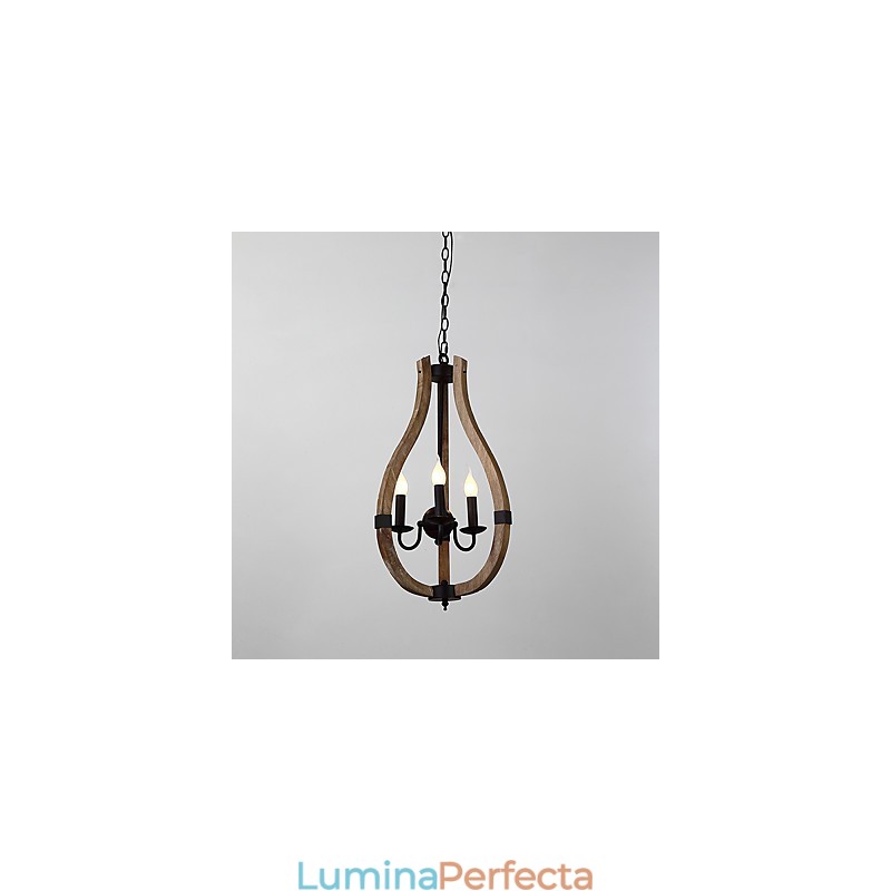 Pictura vintage cu trei lumini Caracteristică Candelabru din lemn de bambus în stil mini Lampă cu suspendare Decorate