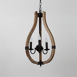 Pictura vintage cu trei lumini Caracteristică Candelabru din lemn de bambus în stil mini Lampă cu suspendare Decorate