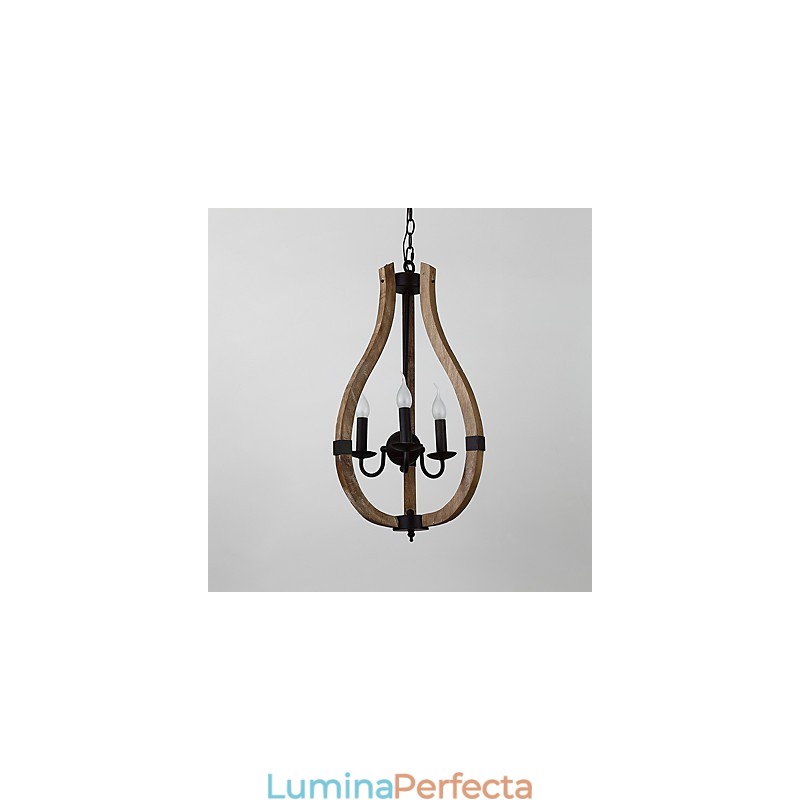 Pictura vintage cu trei lumini Caracteristică Candelabru din lemn de bambus în stil mini Lampă cu suspendare Decorate