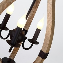 Pictura vintage cu trei lumini Caracteristică Candelabru din lemn de bambus în stil mini Lampă cu suspendare Decorate