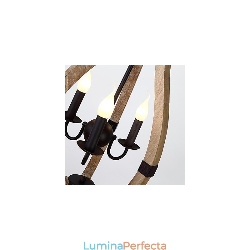 Pictura vintage cu trei lumini Caracteristică Candelabru din lemn de bambus în stil mini Lampă cu suspendare Decorate
