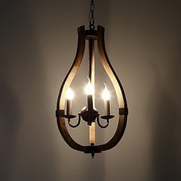 Pictura vintage cu trei lumini Caracteristică Candelabru din lemn de bambus în stil mini Lampă cu suspendare Decorate