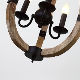 Pictura vintage cu trei lumini Caracteristică Candelabru din lemn de bambus în stil mini Lampă cu suspendare Decorate