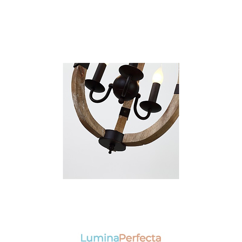 Pictura vintage cu trei lumini Caracteristică Candelabru din lemn de bambus în stil mini Lampă cu suspendare Decorate