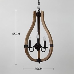 Pictura vintage cu trei lumini Caracteristică Candelabru din lemn de bambus în stil mini Lampă cu suspendare Decorate