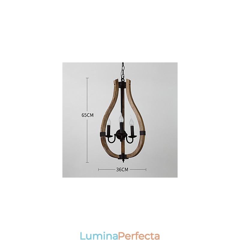 Pictura vintage cu trei lumini Caracteristică Candelabru din lemn de bambus în stil mini Lampă cu suspendare Decorate